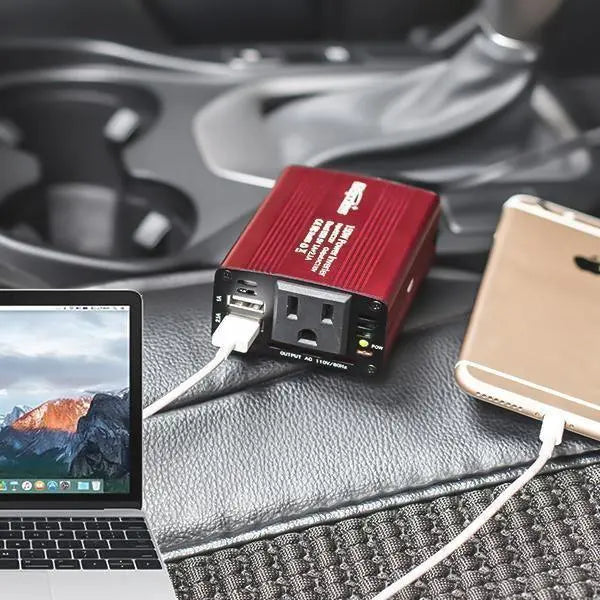 Convertisseur 150 W pour voiture avec double port USB 3,1 A, 12 V à 110 V/220 V