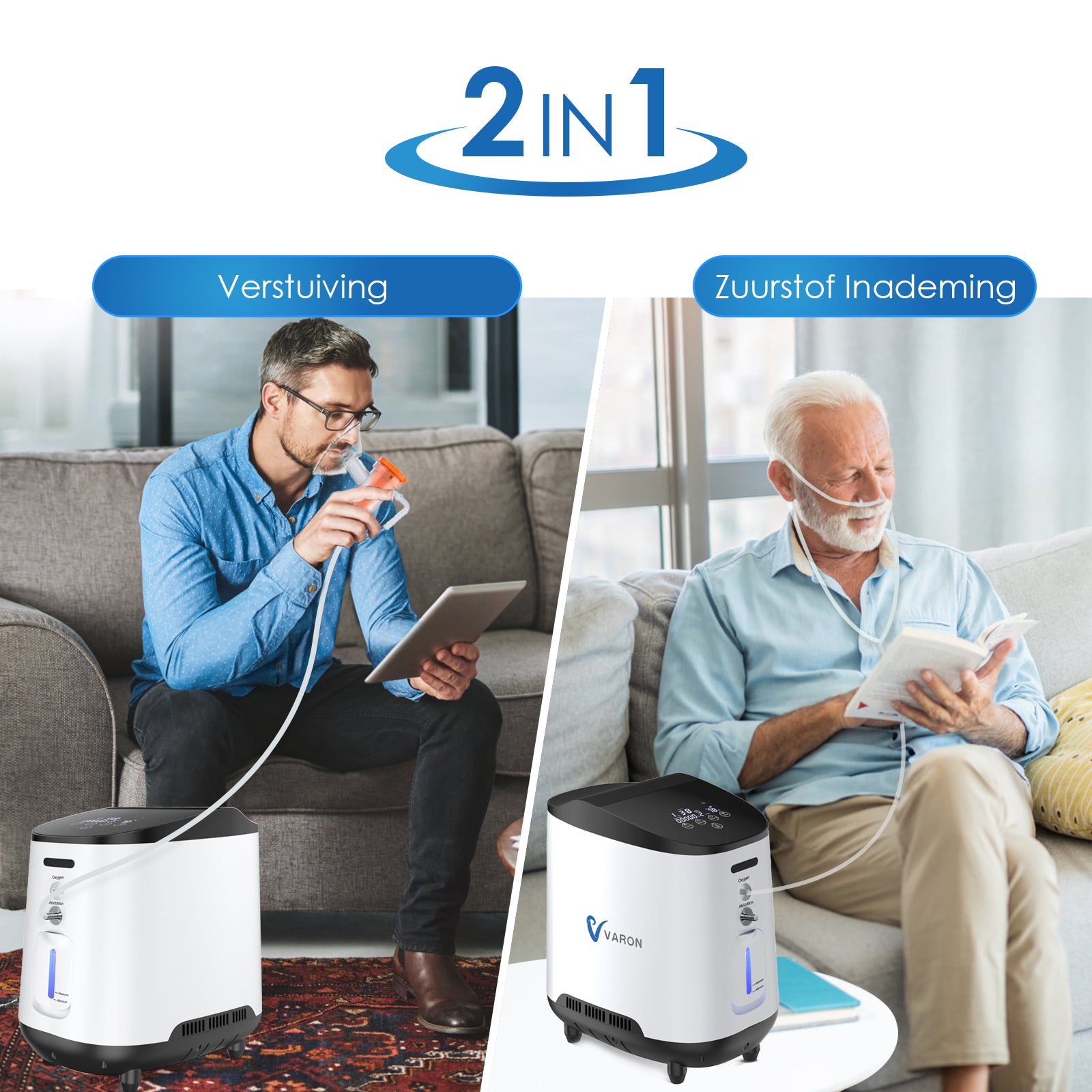 VARON VH-1 Zuurstofconcentrator voor thuisgebruik | 1-7L/min, Vital Senior Health, CE-goedgekeurd