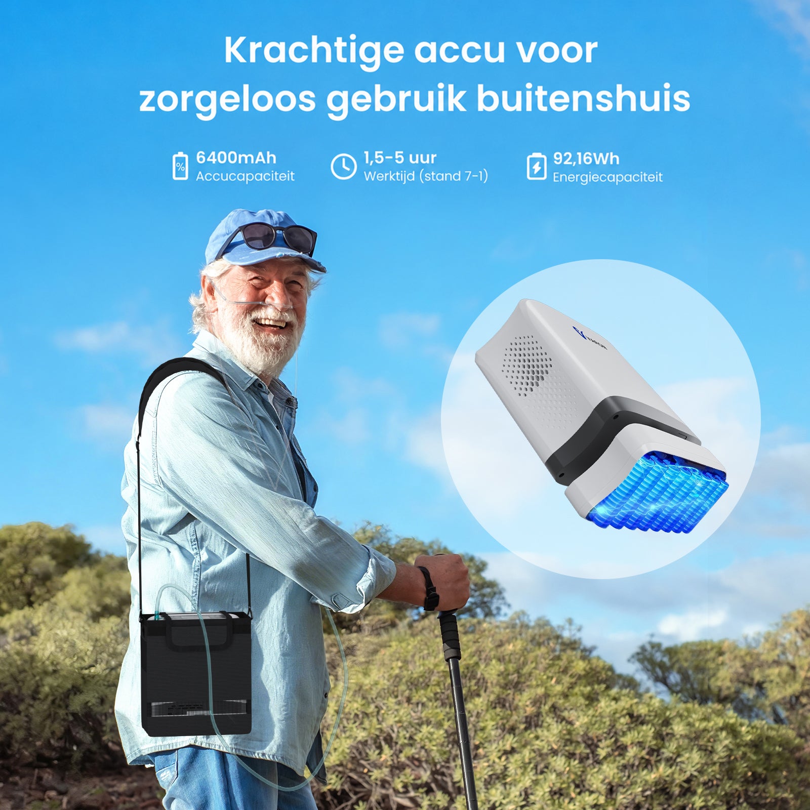 Concentrateur d'oxygène portable continu VARON VP-6 | Débit de 1 à 6 L/min, homologué CE