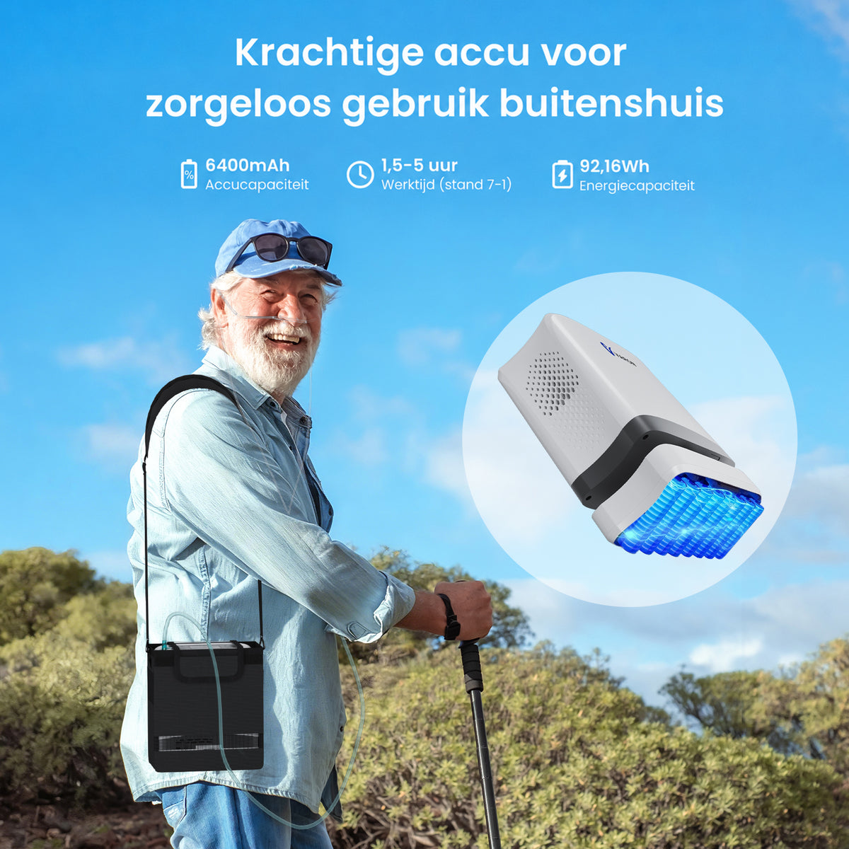 Concentrateur d'oxygène portable continu VARON VP-6 | Débit de 1 à 6 L/min, homologué CE