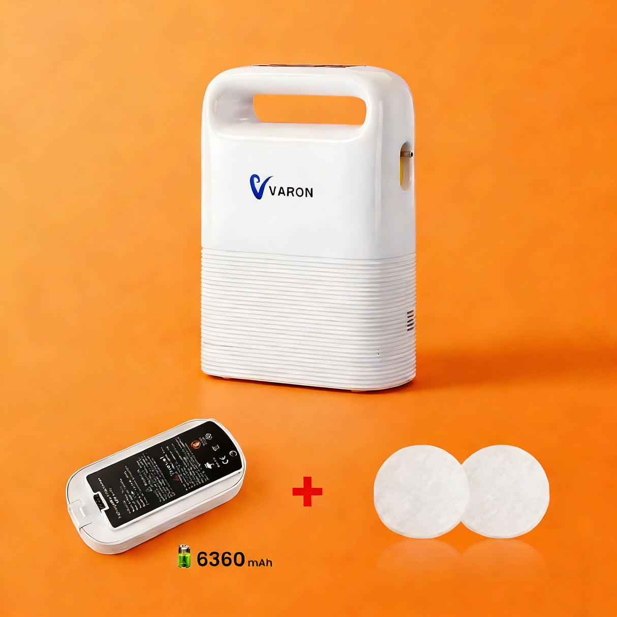 VARON Beperkte oplage set：VP-2 zuurstofconcentrator+Extra vervangbare lithium-ion batterij +Filter Katoen Zuurstof（10 stuks）