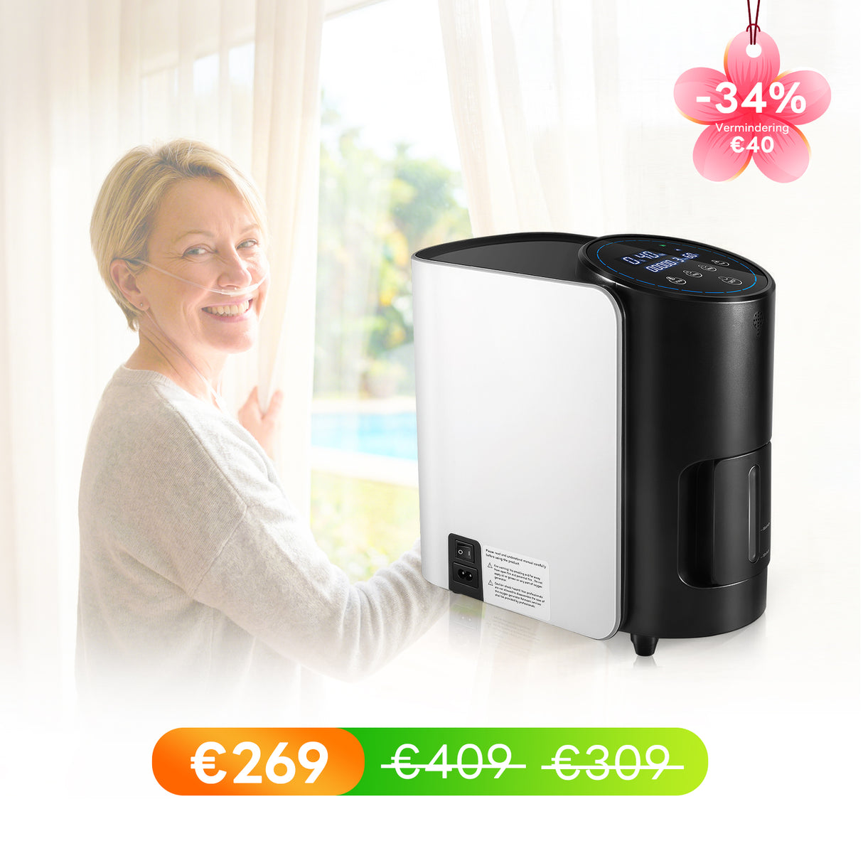 VARON VH-1 Home Oxygen Device | 1-7 L/min, Vital Senior Health, CE Approved