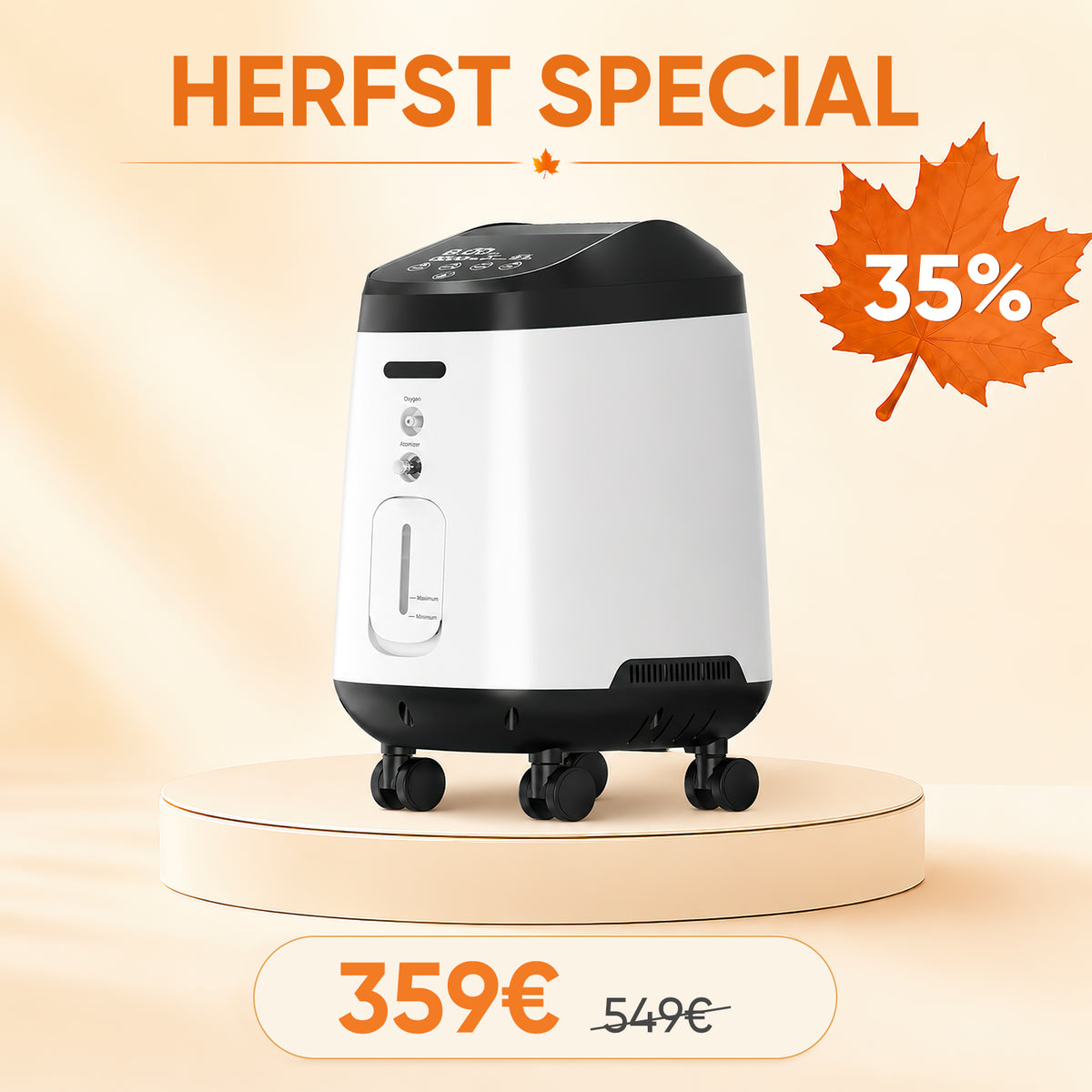 VARON VH-2 PRO zuurstof apparaat voor thuis | 1-9L/min instelbaar, Met wielen voor gemakkelijke verplaatsing, 24 uur in bedrijf, CE-goedgekeurd