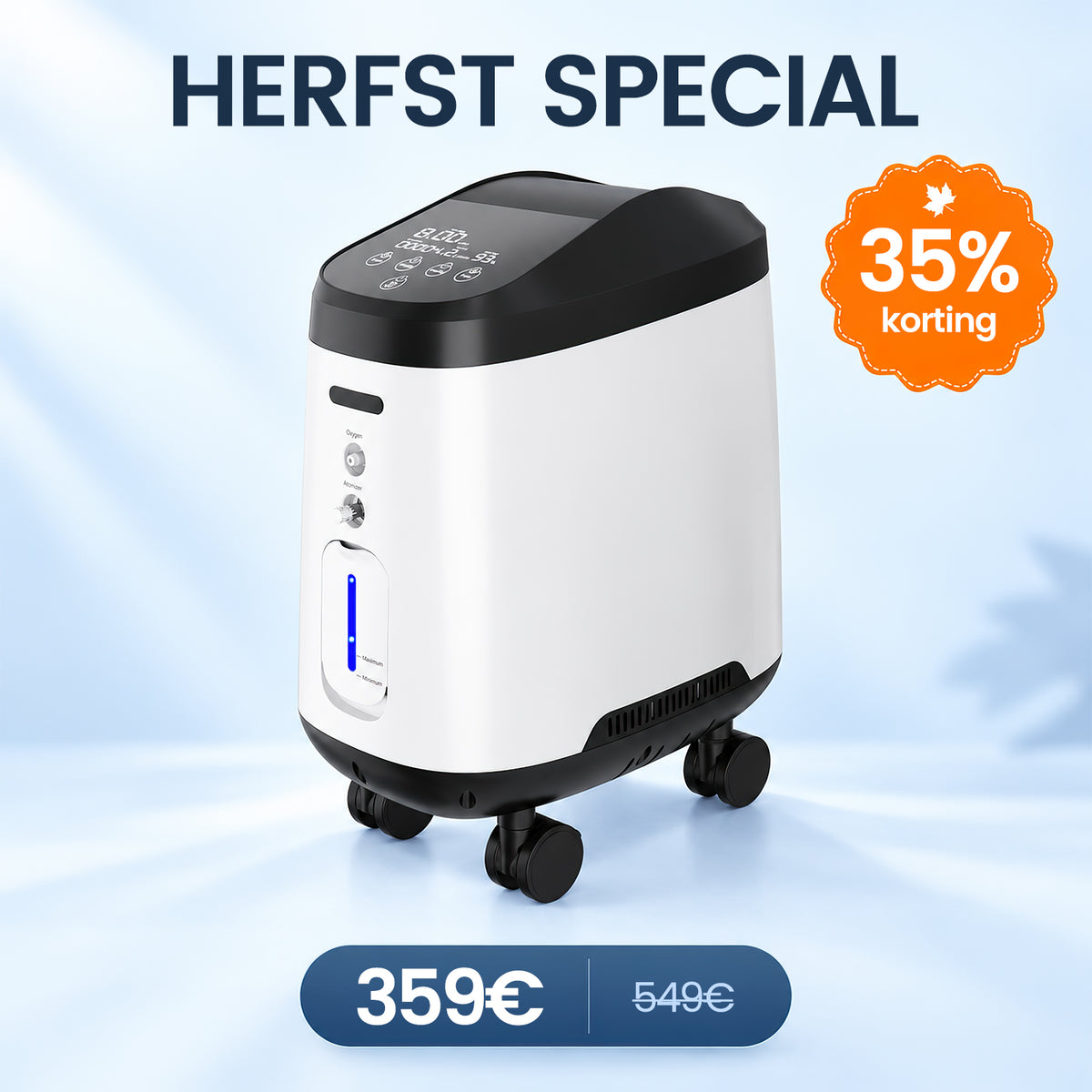 VARON VH-2 PRO zuurstof apparaat voor thuis | 1-9L/min instelbaar, Met wielen voor gemakkelijke verplaatsing, 24 uur in bedrijf, CE-goedgekeurd