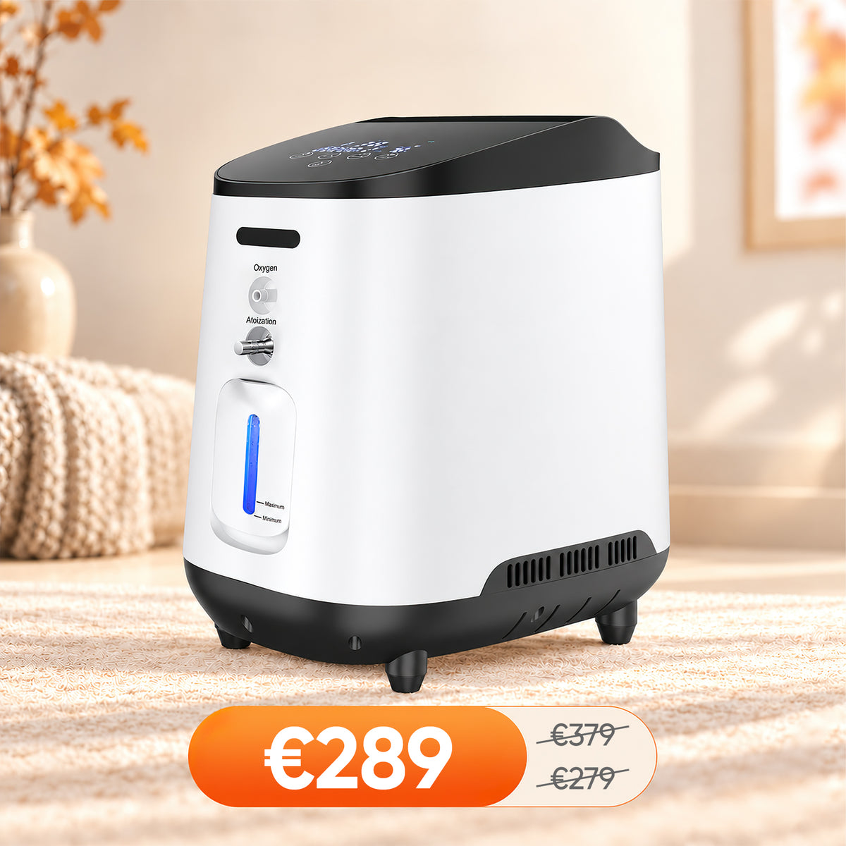 VARON VH-2 zuurstof apparaat voor thuis | 1-7L/min instelbaar, 24 uur in bedrijf, CE-goedgekeurd
