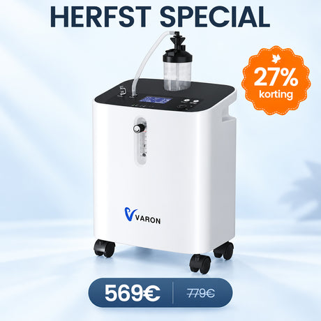 VARON VH-3 PRO zuurstof apparaat voor thuis | 1-10L/min Instelbaar, Vernevelaarfunctie, Stille Therapie, CE-goedgekeurd