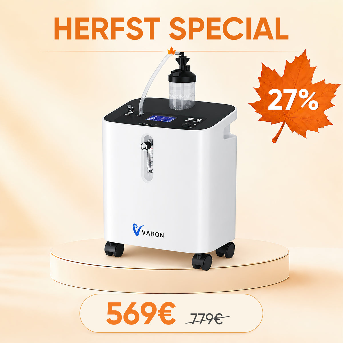 VARON VH-3 PRO zuurstof apparaat voor thuis | 1-10L/min Instelbaar, Vernevelaarfunctie, Stille Therapie, CE-goedgekeurd