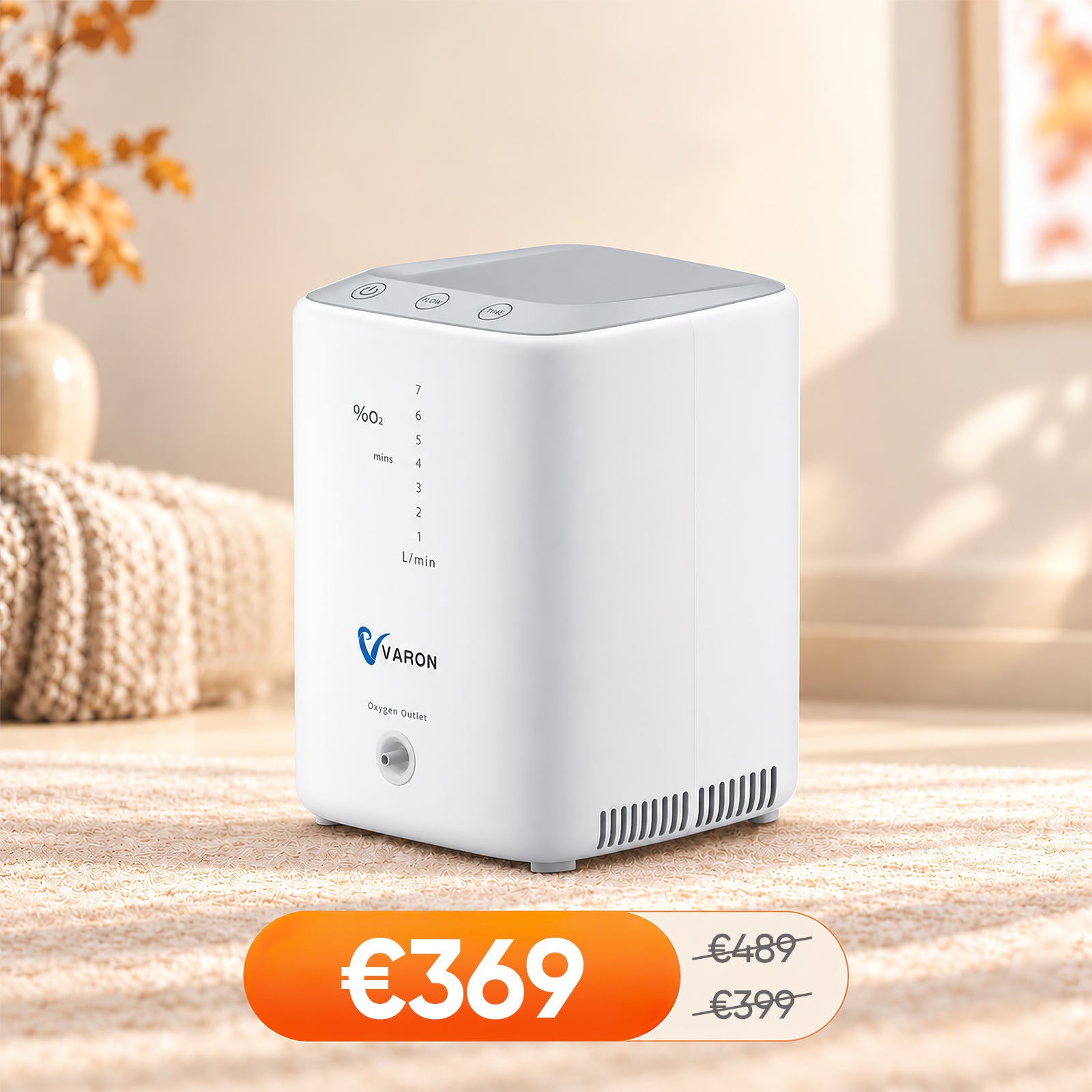 VARON VH-3 Zuurstofconcentrator voor thuisgebruik | 1-7L/min Comfortabele therapie, CE-goedgekeurd