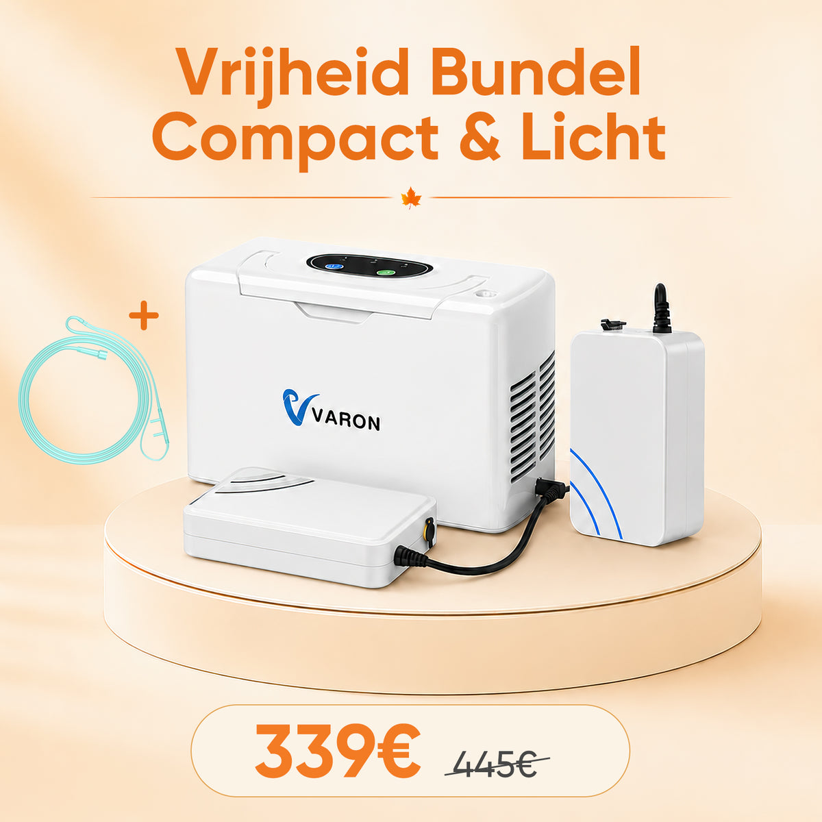 Coffret VARON en édition limitée : concentrateur d’oxygène portable VL-2 + batterie lithium-ion remplaçable + canule nasale en silicone pour oxygène