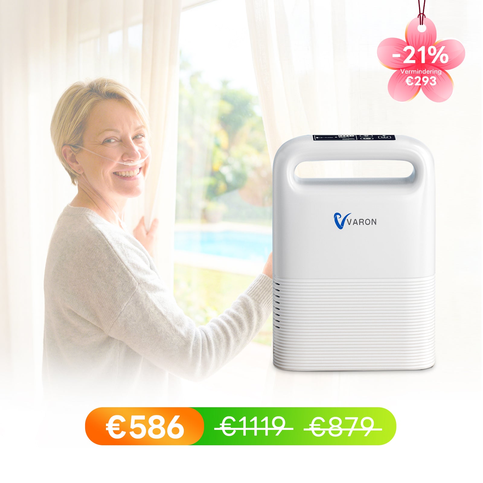 VARON VP-2 Pulse draagbare zuurstofconcentrator | 93% zuurstof, lange batterij, CE-goedgekeurd
