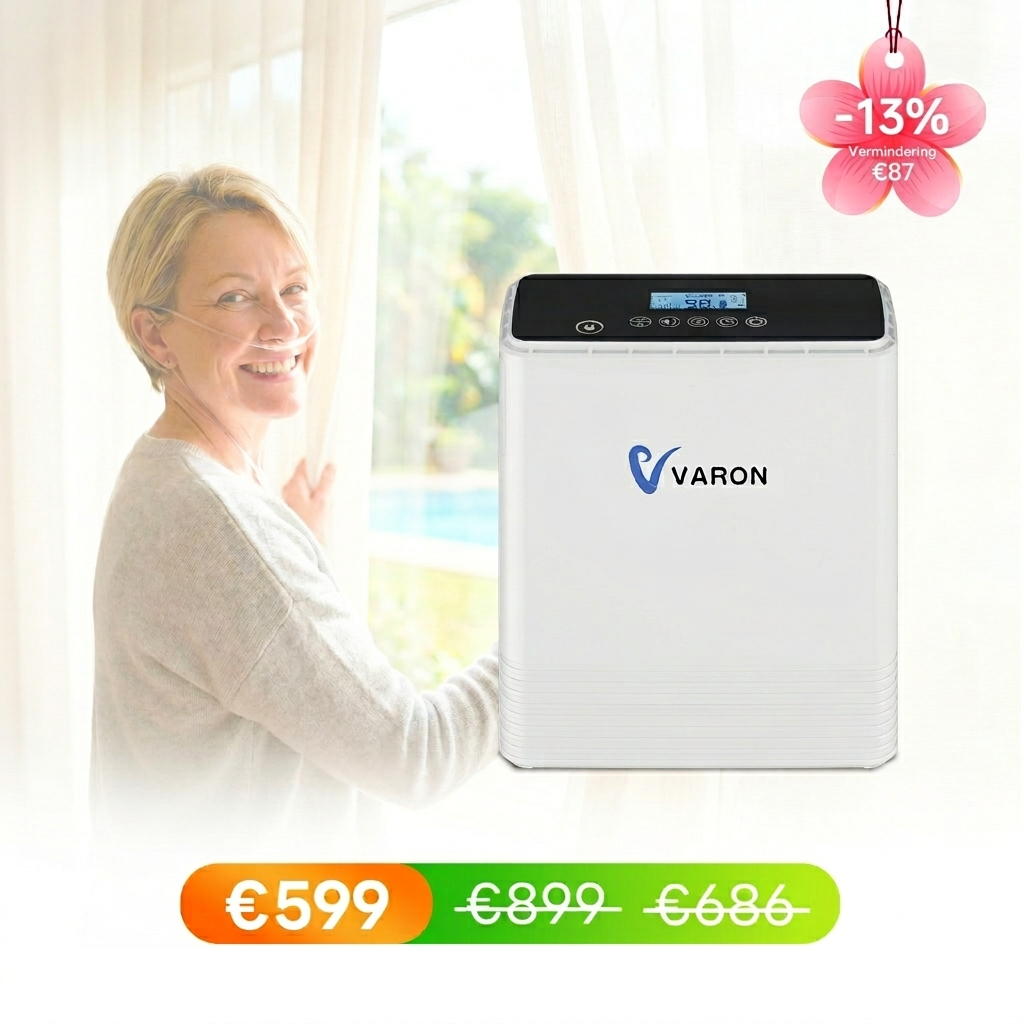 VARON VP-6 Continue Draagbare Zuurstofconcentrator | 1-6L/min Debiet, CE-goedgekeurd