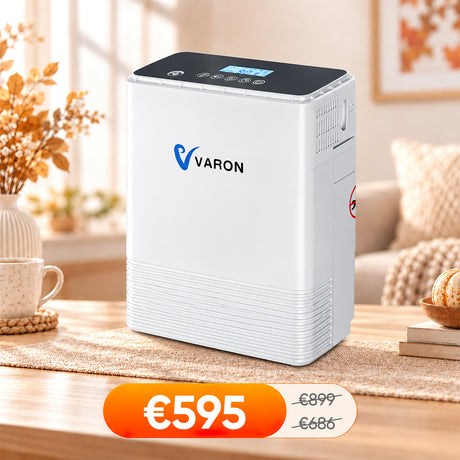 VARON VP-6 Continue Draagbare Zuurstofconcentrator | 1-6L/min Debiet, CE-goedgekeurd