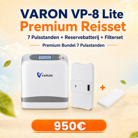VARON VP-8 Lite Premium Reisset | 7 Pulsstanden + Reservebatterij + Filterset