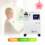 Dispositif d'oxygénothérapie à domicile VARON Serene 5L, silencieux et d'une autonomie de 72 heures, approuvé par la FDA.