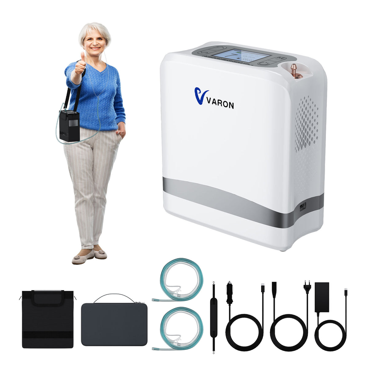 Concentrateur d'oxygène portable continu VARON VP-6 | Débit de 1 à 6 L/min, homologué CE
